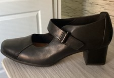  Clarks Unstructured Vibe Womens Shoes Black Leather Heels UK Size 6D WORN ONCE