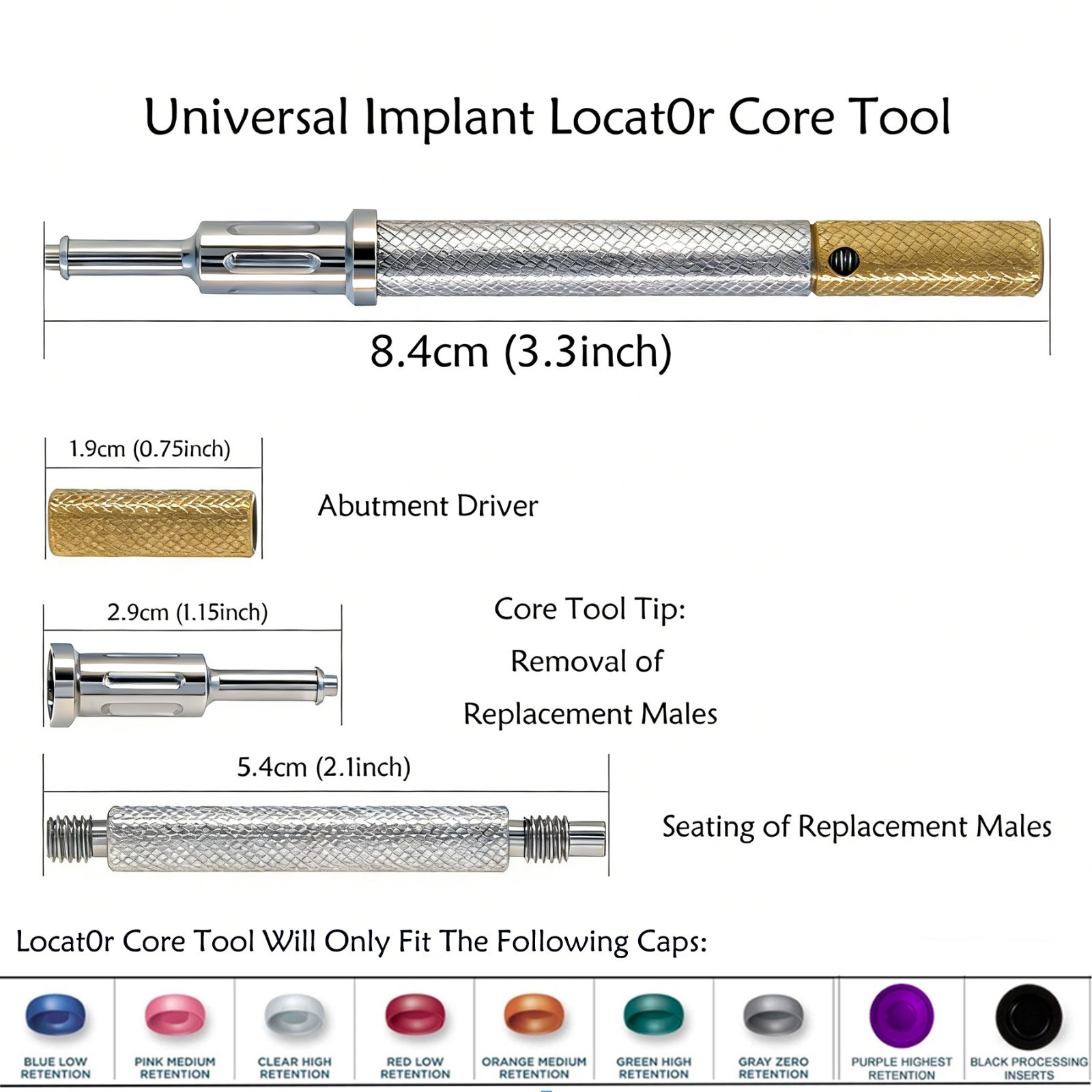 US Dental Universal Implant Locator Core Tool Retention Cap Insertion ...
