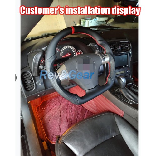 Nappa Perforated Leather D-shaped Flat Steering Wheel for Chevrolet corvette C6 - Picture 3 of 10
