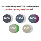 Set Sandpaper Attachment 25pcs Hook&Loop 1000 1500 2000 3000 5000 Grit