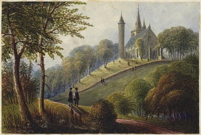Mary Webster (1794-1883) Aquarell Gemälde - Brechin Cathedral Schottland 1855