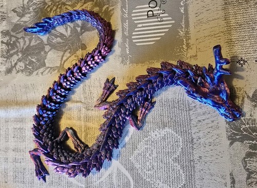 3D Drache, Drachen Spielzeug, Drache, Blau/Lila, Ohne Ei, 60cm - Bild 4 von 4