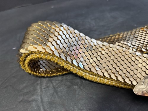 Vintage Gold Stretchy Belt With a large Buckle 37” Without Stretch 2” Wide 2” - Picture 3 of 7