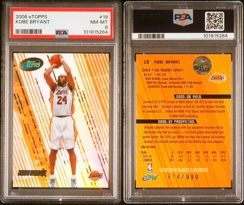 2006 e Topps Kobe Bryant #19 914/999 PSA 8 [L A Lakers] - Picture 3 of 4