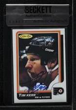 BAS 1986-87 O-Pee-Chee Tim Kerr #134 Seal of Authenticity Auto
