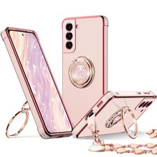 Cute Love-Heart Bling Case for Galaxy S22 Plus with Stand, Protective Cover, Pin
