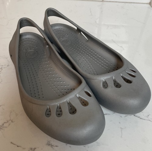 Crocs Kadee Ballet Flat Women Sz 8 Gray Mary Jane Lightweight Comfort Slip On