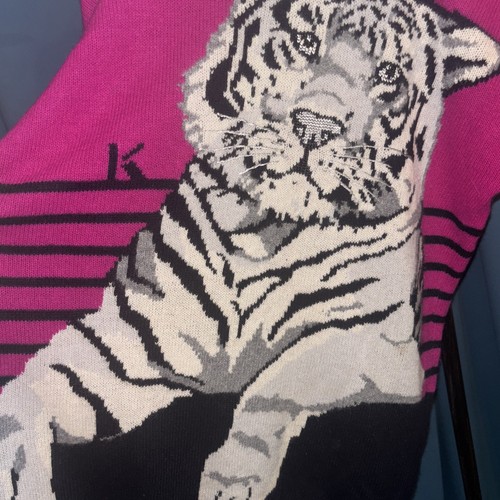 Vintage Krizia Maglia Leopard Cheetah Animal Print 80's Sweater Pink Amazing! - Picture 4 of 4