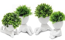 4 Packs Creative Fake Plants Artificial Succulents Plants in Ceramic Human Sh...