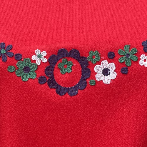 Vintage St Michael Red Top Embroidered Floral Motif 1970s Crimplene Bust 32” - Picture 3 of 10