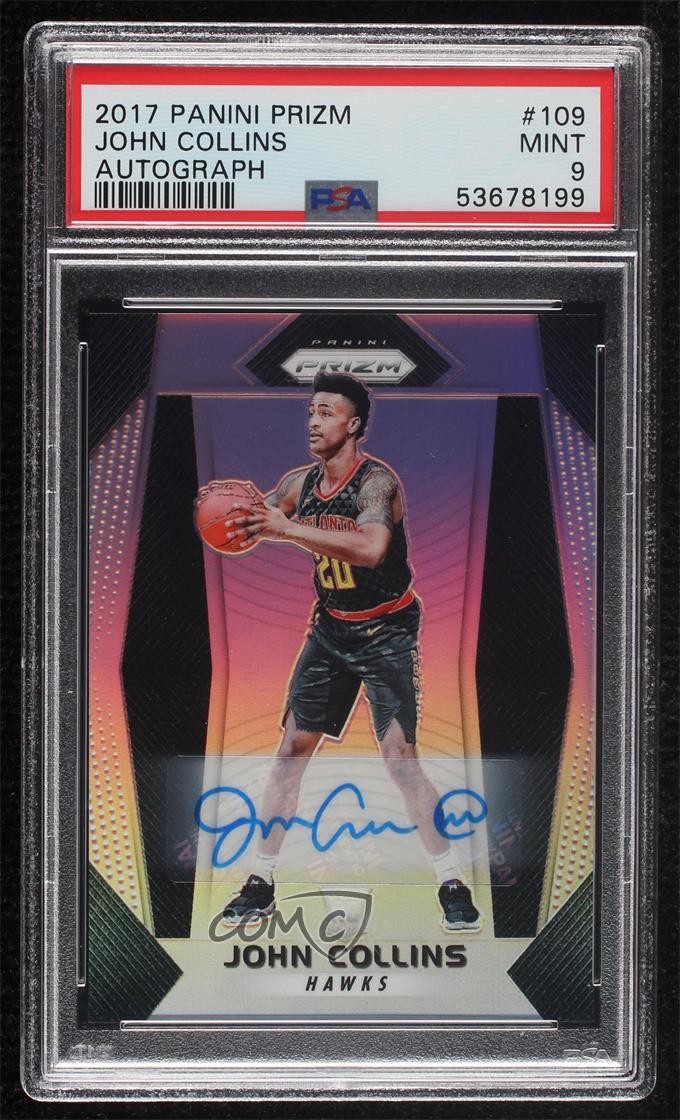 2017-18 Panini Prizm Silver Prizm Auto John Collins #109 PSA 9 MINT Auto k7n