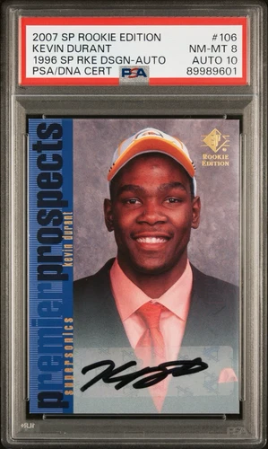 2007 SP Rookie Edition 1996 Design #106 Kevin Durant RC AUTO PSA 8