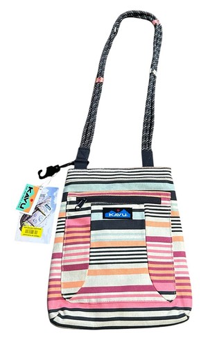 KAVU Original Keepalong Color Striped Rope Sling Crossbody Pack Schultertasche Neu mit Etikett