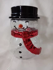 Bath & Body Works Snowman Clear Glass Single Wick Candle Holder Pedestal 2021.