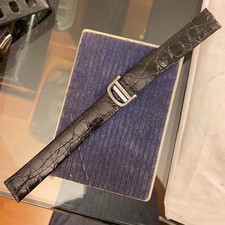 Strap Cinturino Cocco nero black Deployante Vintage Nos x orologio Cartier 16mm