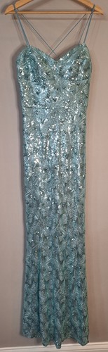 Speechless Women's Stretch Sleeveless Sequined Maxi Slip Dress Size 11 Seafoam - Picture 2 of 20
