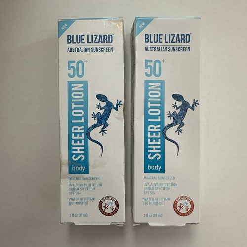 (2) Blue Lizard Australian Sunscreen Body Lotion SPF 50+ Exp 06/25 Damaged Box