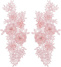 2Pcs Embroidered Patches 3D Lace Applique Sew on Flower Bead Patches Embroidery
