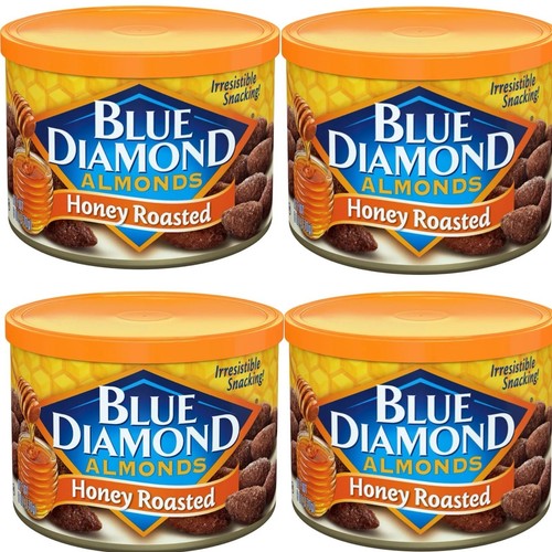4 Pack Blue Diamond Almonds - Honey Roasted Snack Nuts, 6 oz