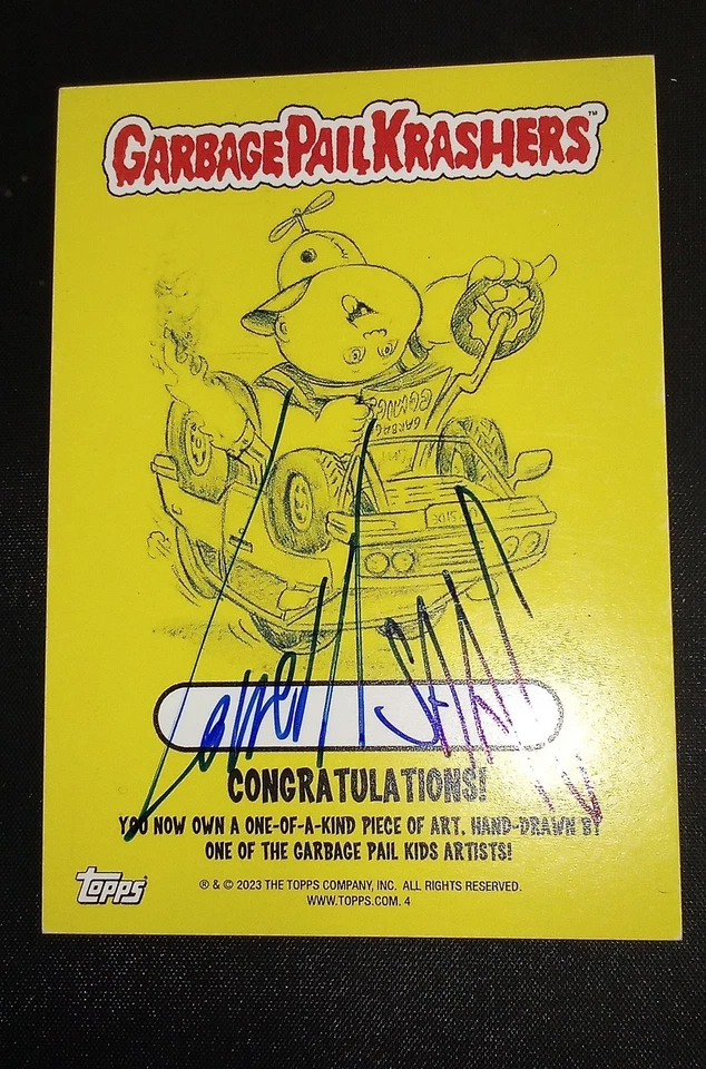 Tarjeta de boceto serie Krashers Topps Garbage Pail Kids 2023 1/1  Foto 2 de 2