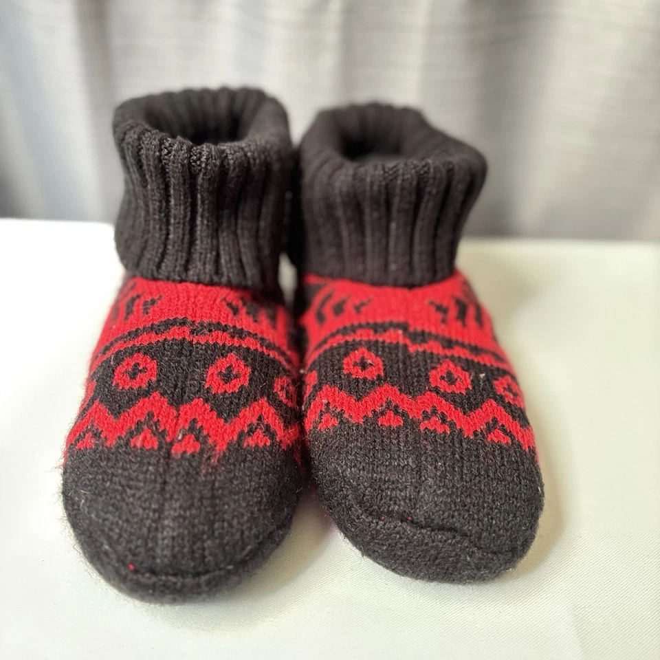 Ralph Lauren RLL Tejido Zapatilla Calcetines Rojo Negro Patrón Isla Justa Mujer’s Talla 5-6 Foto 3 de 4