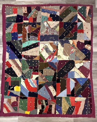 Vintage 1930s Church “Cheer Sisters” Signature Quilt Handmade Antique Velvet!