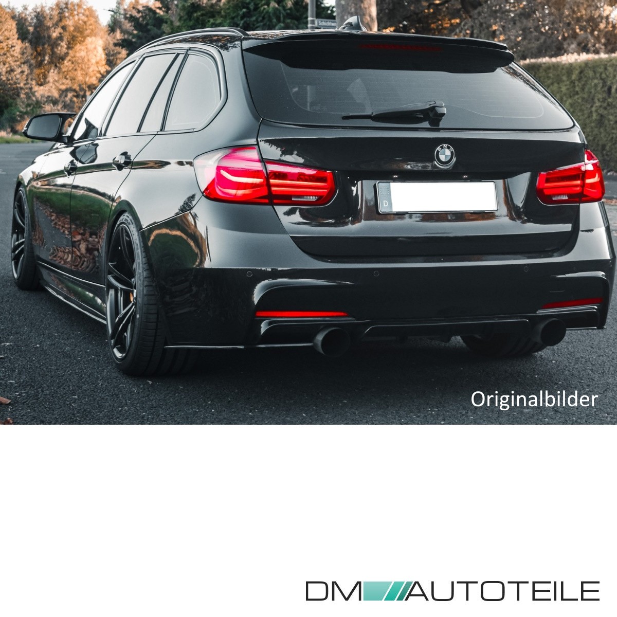 Ansatz ABS Spoiler Flaps Heck Performance Schwarz Glanz für BMW F30 F31 M-Paket