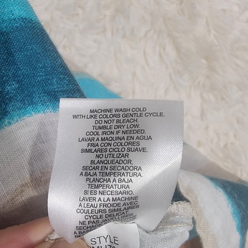 Ellen Tracy Women's Size L 100% Linen Sleeveless Top 3/4 Zip Blue Tan Striped N - Picture 7 of 7