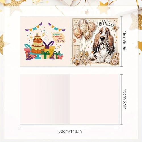 Tarjetas de felicitación pintadas arte diamante 6 piezas, globo caballo cachorro 5D hágalo usted mismo cachorro - Imagen 2 de 7