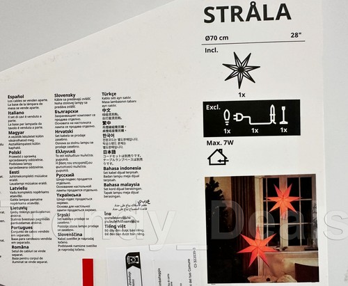 Ikea STRALA Star Light Pendant Table Lamp Shade, Red 28" 205.630.32 - NEW - Picture 9 of 10