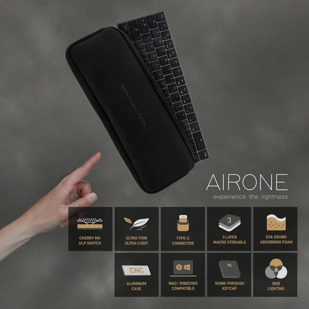 AIRONE 65% Mechanical Keyboard with Cherry MX ULP Switch and RGB Backlit US Layout