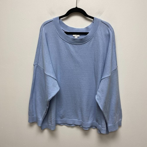 J Jill Womens Pale Blue Easygoing Relaxed Knit Long Sleeve Pullover Sweater 4X