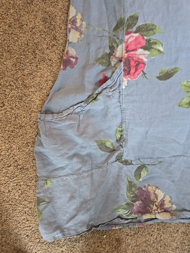 Vasna Blue Floral Short Sleeve Linen Lagenlook Dress Size Large - Afbeelding 7 van 9