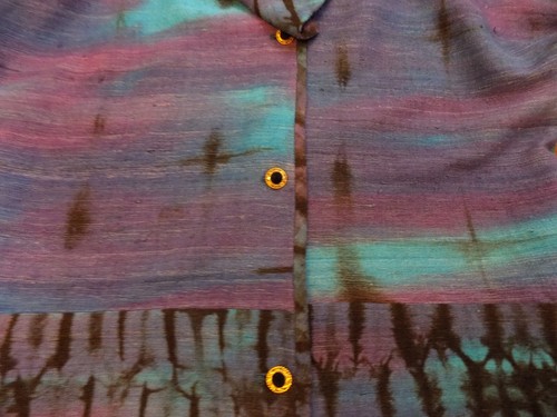 Fabulosa CHAQUETA DE COLECCIÓN GLORIA LEWIS PINTADA A MANO SEDA CRUDA ARTE Shibori Púrpura Azulada L - Imagen 5 de 17