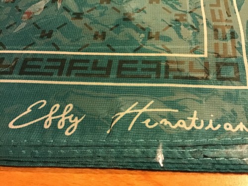Effy Hematian Teal Turquoise Sheer Signature Scarf 18.5" x 58" NIP - Picture 2 of 3