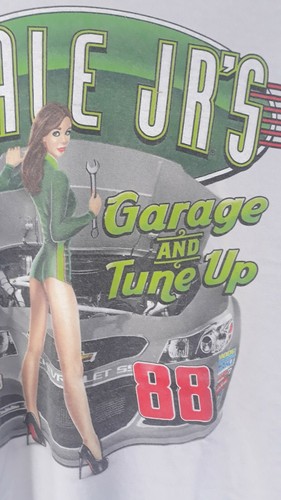Dale Earnhardt Jr. NASCAR Gray Adult XL T-Shirt #88 Sexy Woman Mechanic Rare 🔥 - Picture 3 of 5