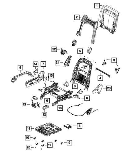 Panel trasero de asiento delantero para Jeep Grand Cherokee WK 2017-2022 (N/P 1UP05PS4AC)