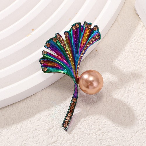 Women's Color Plated Brooch Butterfly Leaf Plant Crystal Corsage Pins Jewellery - Picture 6 of 20