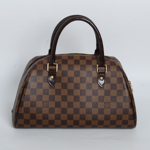 Louis Vuitton Ribera Handbag Damier Ebene Canvas Brown Leather Satchel Bag