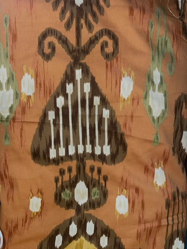 7 Yds Robert Allen Kathandi In Cinnabar Ikat Upholstery Fabric 54.5” Wide - Picture 3 of 5