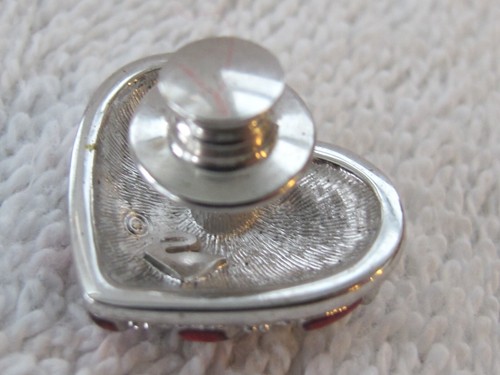 Red Clear Blue Swarovski Crystal Heart American Flag Brooch Pin Swan Signed A4 - Picture 3 of 3
