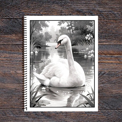 Swans On The Lake - Spiral Bound Adult Coloring Book - Thick Artist Paper - Picture 3 of 3