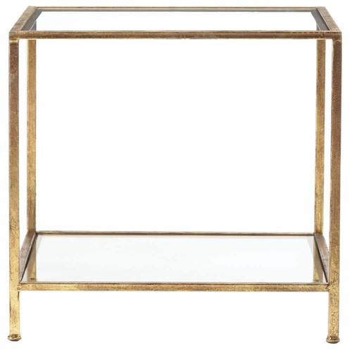 Bella Square Gold Leaf Metal And Glass Accent Table (20 In. W X 24 In. H) - Picture 7 of 10