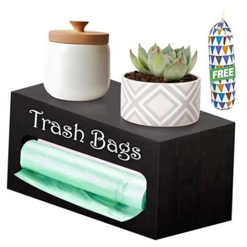Wooden Garbage Bag Dispenser & Trash Bag Holder , Grocery Bag Holder,