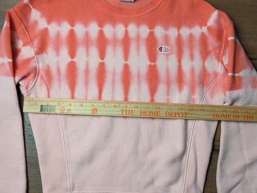 Champion Women's Reverse Weave XSmall Pink Tie-Dye Sweatshirt Crewneck - Picture 7 of 7