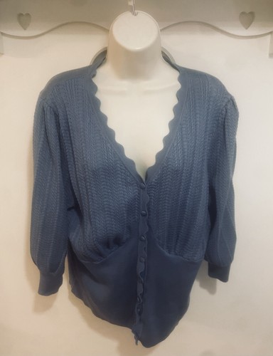 GRACE KARIN Powder Blue Cardigan Knit Part Knot Detail XL 16 ✨ 3/4 Sleeve Fab