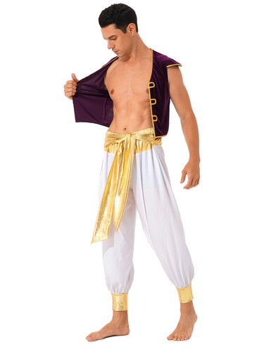Herren Arabischer Prinz Kostüm Weste mit Pumphose Karneval Party Cosplay Outfits - Bild 7 von 36