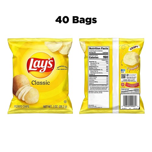 Lay's Potato Chips, Classic, 1 oz Bags, 40 Count free and fast shipping - Picture 2 of 7