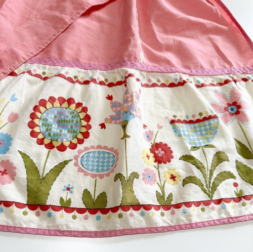 2 Vintage Apron Pink Turquoise Flowers Teapots 1/2 Mid Century Feminine Cotton - Picture 3 of 9