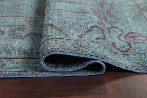 Geometric GREEN Khotan Vegetable Dye Hand-knotted Oriental Area Rug 8x10 Carpet - Picture 11 of 12